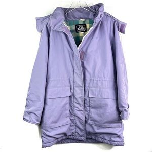 Vintage Woolrich Purple Parka Coat Zip Up Hooded Winter Insulated Flannel
